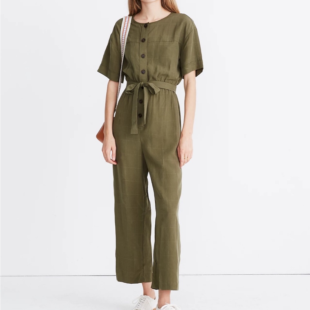 Madewell Short-Sleeve Belted Jumpsuit